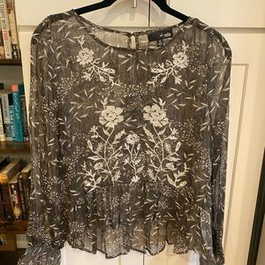 Long sleeve see through lace shirt